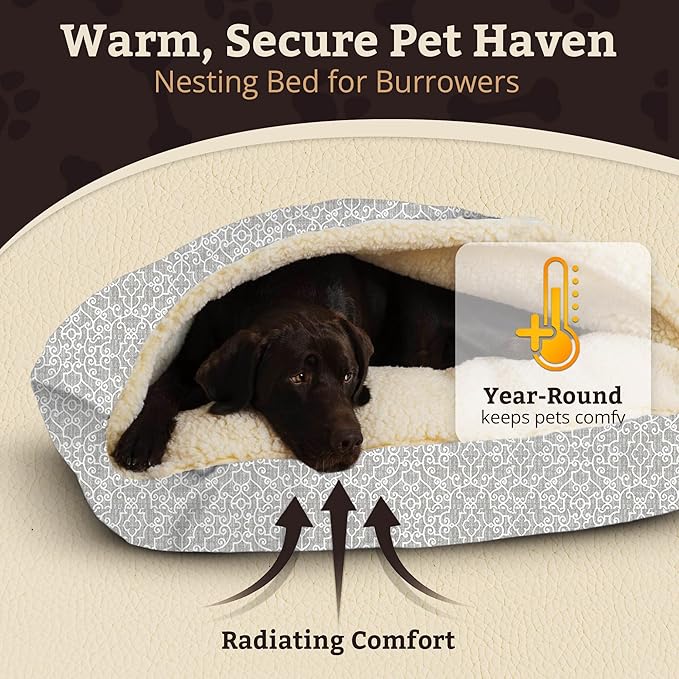 Snoozer Pet Products Luxury Rectangle Cozy Cave, Wag Collection, Medium, Ramey Gray
