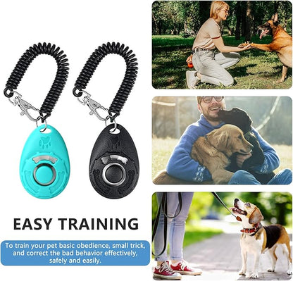Dog Treat Pouch - 3 Ways to Wear Treat Pouches for Pet Training and 2 Pieces Clicker Taining for Dogs, Dog Training Treat Pouch Bag and Dog Clicker for Training with Waist Belt Shoulder Strap - Blue