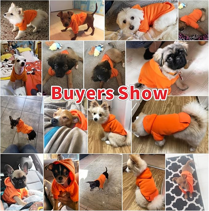 Idepet Pet Dog Hoodies Dog Clothes for Small Dogs Vest Chihuahua Clothes Warm Coat Jacket Autumn Puppy Outfits Cats Dogs Clothing(XL, Orange)