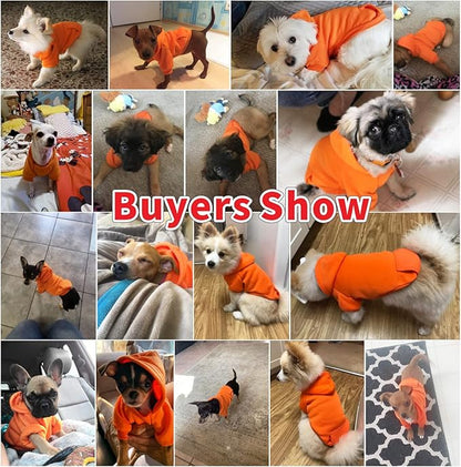 Idepet Pet Dog Hoodies Dog Clothes for Small Dogs Vest Chihuahua Clothes Warm Coat Jacket Autumn Puppy Outfits Cats Dogs Clothing(XL, Orange)