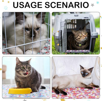 Reginary 4 Pcs Waterproof Guinea Pig Blankets Washable Small Animal Fleece Bedding Guinea Pig Cage Liners Reusable Training Pads Pet Pee Pad Sleep Mat for Hamster(Moon Star Pattern,12 x 12 Inch)