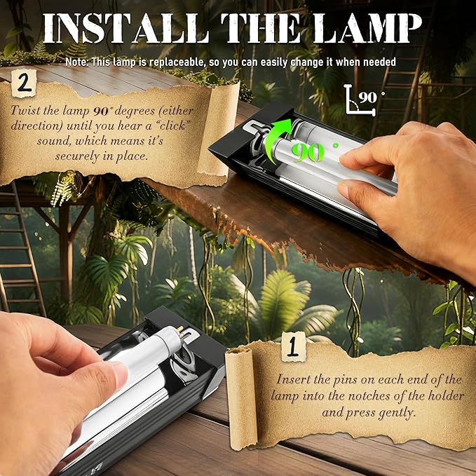 NEPTONION T5 Reptile UVB Light 22.7 Inches Fixture with UVB 5.0 Bulb High Output Hood for Terrariums, Basking Reptiles, Lizards, Chameleons, Iguanas, Bearded Dragons, 14W