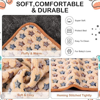 Reginary 4 Pcs Waterproof Guinea Pig Blankets Washable Small Animal Fleece Bedding Guinea Pig Cage Liners Reusable Training Pads Pet Pee Pad Sleep Mat for Hamster(Star Pattern,28 x 56 Inch)