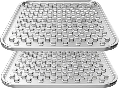 Double Layer Stainless Steel Lick Mat for Dogs & Cats, Chew-Proof & Non-Slip, Anxiety Relief, Whisker Friendly, Dishwasher-Safe Slow Feeder Pad[2Pack]