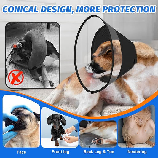 Dog Cone Collar with Soft Liner to Stop Licking, Elizabeth Recovery Collar After Surgery for Large Medium Dogs, Comfortable Pet Head Cone Alternative for Neutering Spay Injury (2XL)