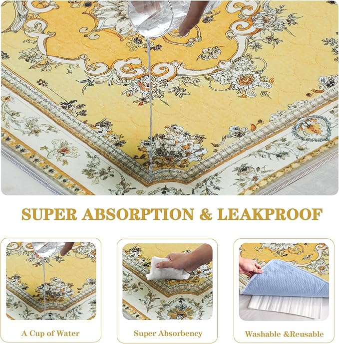 Qeils Washable Pee Pads, Reusable Puppy Pads Super Absorbent Leakproof Dog Training Pads, Non-Slip Wee Wee Pads for Crate, Floor, Potty Pads Feeding Mat Dog Pee 2 Pack 36"x36"