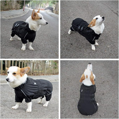 Dogs Waterproof Jacket, Lightweight Waterproof Jacket Reflective Safety Dog Raincoat Windproof Snow-Proof Dog Vest for Small Medium Large Dogs Black S