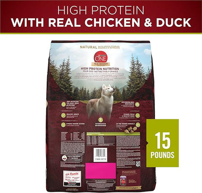 Purina ONE True Instinct High Protein Dry Dog Food Formula with Real Chicken and Duck Natural with Added Vitamins and Minerals Dog Food - 15 lb. Bag