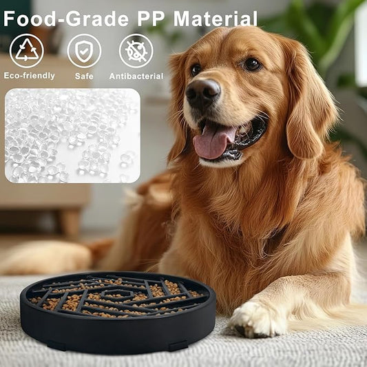 TOBYTO Slow Feeder Dog Bowls Large Medium Breed,Anti-Choking Slow Eating Dog Food Bowl,Non Slip Pet Slower Food Feeding Bowls Large Puzzle Slow Feeder Bloat Stop Maze Dog Dishes,Black