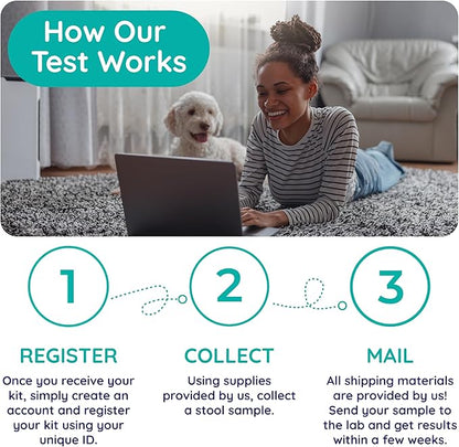 Comprehensive Gut Health Check for Dogs - at-Home Stool Test for Digestion, Immune & Leaky Gut Symptoms Like Diarrhea, Allergies, Itchy Skin, Bad Breath - Easy Non-Invasive Testing
