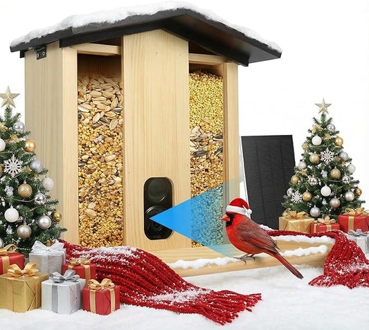 Intoo Lifes Smart Bird Feeder with Camera Solar Powered for Outdoors - 2.5K HD Wireless Birds Watching Camera, AI Identify Species,Auto Capture Birds Videos.Ideal Gift for Christmas，Bird Lover，Mom