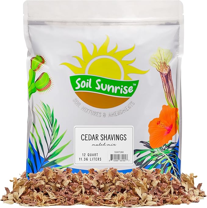 Soil Sunrise Natural Cedar Shavings Mulch/Bedding (12 Quarts) Garden Mulch and Small Animal Pet Bedding
