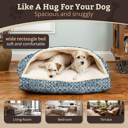 Snoozer Pet Products Luxury Rectangle Cozy Cave, Wag Collection, Medium, Ramey Oxford