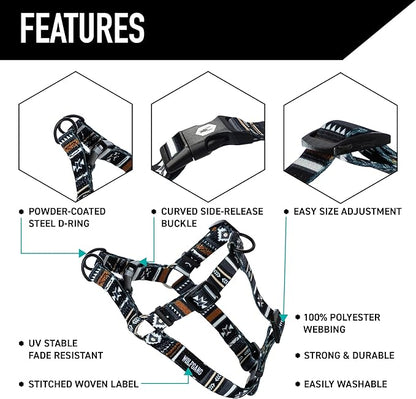 Wolfgang Heavy Duty Adjustable Dog Harness, Pull-Tested to Over 800 lbs for Walking & Training, NewMoon Print, Large