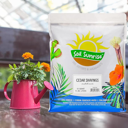 Soil Sunrise Natural Cedar Shavings Mulch/Bedding (12 Quarts) Garden Mulch and Small Animal Pet Bedding