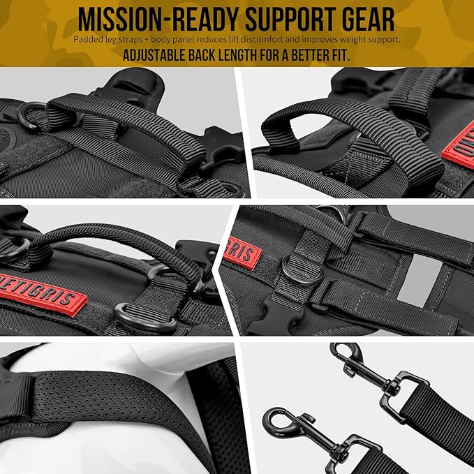 OneTigris Multi-Function Dog Lift Harness, All-Gender Dogs Friendly Design, Full Body Dog Sling Carrier with Three Handles Front/Rear Leg Assist for Arthritis, Help Em Up Harness for Dogs