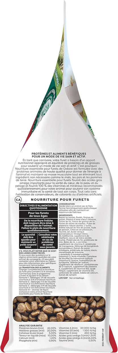 Oxbow Essentials Ferret Food, Vitamin & Mineral Rich Formula for Ferret, High Protein Food & High Fat, Small Animal Pet Products, Oxbow, Made in USA, 4 lb Bag