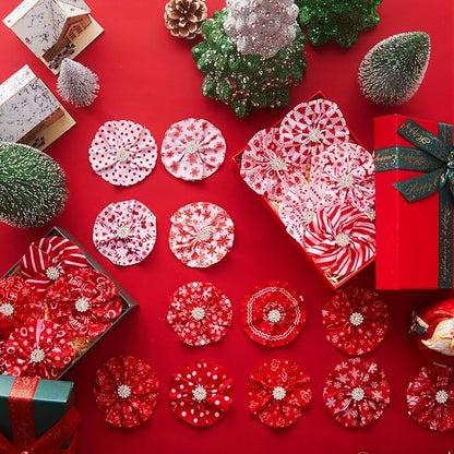 50 Pcs Valentine's Dog Collar Bows Bulk Red and White Bow Ties Flower Charms Attachment for Small Medium Large Dogs Cats Collar Costume Accessories