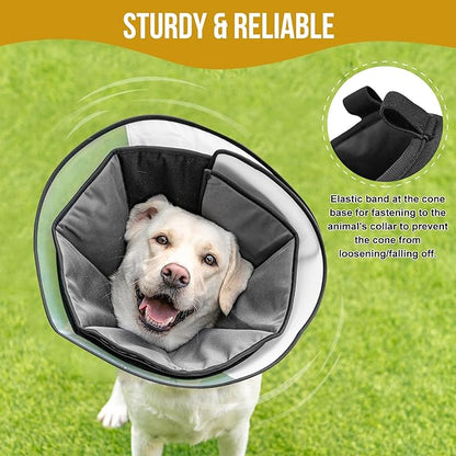 Soft Dog Cone for Dogs After Surgery, Breathable Pet Recovery Collar for Large Medium Small Dogs and Cats, Adjustable Dog Cone Collar, Elizabethan Collar (Black, XL(Neck 16.5“-20.7”))