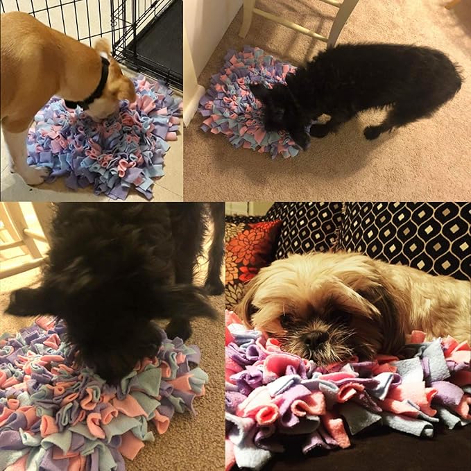 LIVEKEY Pet Snuffle Mat for Dogs, Dog Feeding Mat, Nosework Training Mats for Foraging Instinct Interactive Puzzle Toys (Pink&Purple&Blue)
