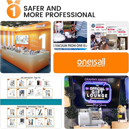 oneisall Dog Hair Vacuum & Dog Grooming Kit, Pet Grooming Vacuum with Pet Clipper Nail Grinder, 1.5L Dust Cup Dog Brush Vacuum with 7 Pet Grooming Tools for Shedding Pet Hair, Home Cleaning (Purple)