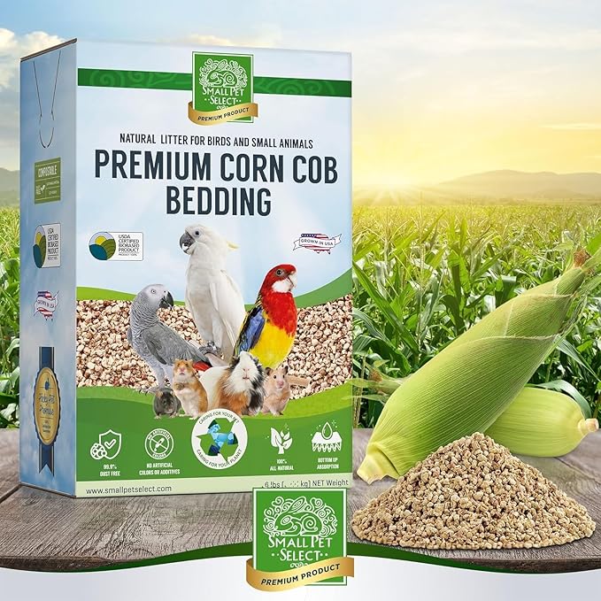 100% Natural Corn Cob Bedding for Pets - Small Pet Select Small Animal & Bird Cage Litter Safe for Hamsters, Guinea Pigs & More -6lb