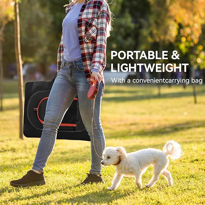 Black Dog Cat Playpen, Puppy Pet Playpen Indoor for Small Dog Crate Tent Cage Outdoor, Portable Pop Up Dogs Enclosure Kennel with Carrying Case for Dogs/Cats/Rabbits