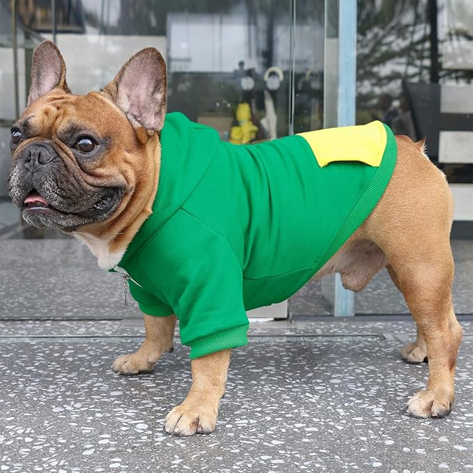 iChoue English Bulldog Clothes Hoodies for Dogs French Frenchie Pug English Boston Terrier Bully Pitbull Corgi Sweatshirt Sweater Clothing - Green/XXLarge