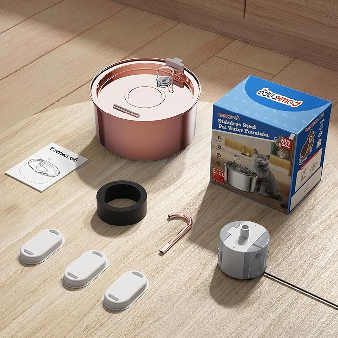 Tomxcute Glass Cat Water Fountain - 108oz/3.2L Ultra-Quiet Cat Fountain for Drinking, Elegant Easy to Clean Glass Pet Water Fountain for Cats, Small Dogs, Multiple Pets, Model Number P11G1