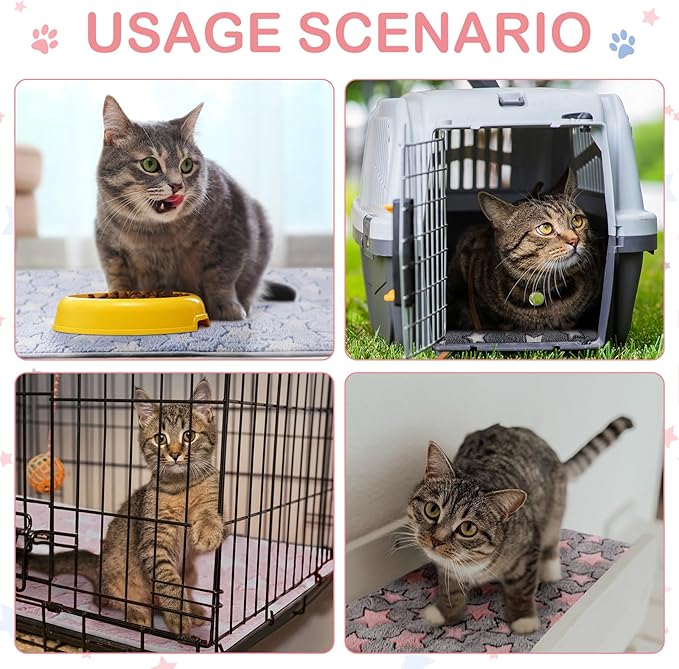 Reginary 4 Pcs Waterproof Guinea Pig Blankets Washable Small Animal Fleece Bedding Guinea Pig Cage Liners Reusable Training Pads Pet Pee Pad Sleep Mat for Hamster(Cute Star Pattern,35 x 24 Inch)