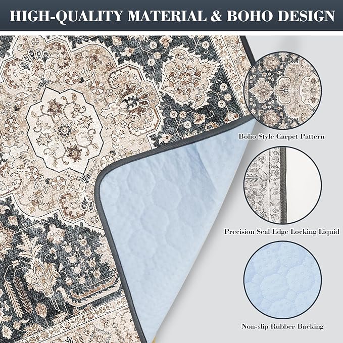 Non-Slip Dog Washable Pee Pads Extra Large 72" x 72", Boho Reusable Pet Training Pad for Playpen, Waterproof Doggie Rug Washable for Puppy Crates, Whelping Pad, Dog Rug Indoor