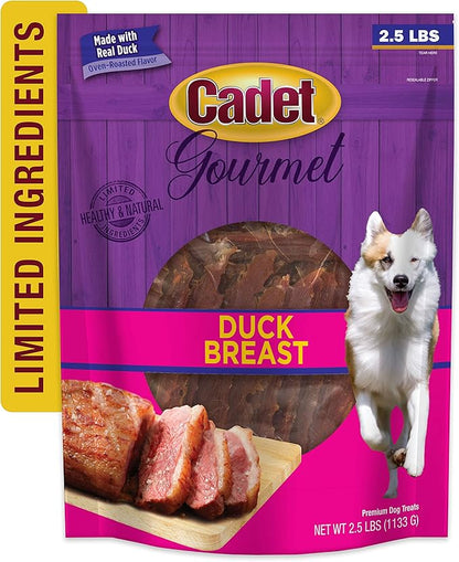 Cadet Gourmet Duck Breast Jerky Dog Treats, Healthy, Long-Lasting High-Protein Training Treats for Small & Large Dogs, 40 oz.