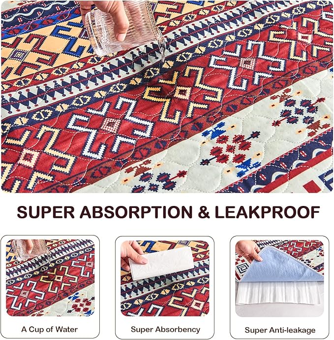 Qeils Washable Pee Pads, Reusable Puppy Pads Super Absorbent Leakproof Dog Training Pads, Non-Slip Wee Wee Pads for Crate, Floor, Potty Pads Feeding Mat Dog Pee 2 Pack 48"x48"