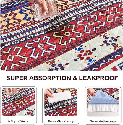 Qeils Washable Pee Pads, Reusable Puppy Pads Super Absorbent Leakproof Dog Training Pads, Non-Slip Wee Wee Pads for Crate, Floor, Potty Pads Feeding Mat Dog Pee 2 Pack 48"x48"