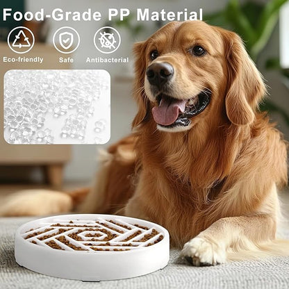 TOBYTO Slow Feeder Dog Bowls Large Medium Breed,Anti-Choking Slow Eating Dog Food Bowl,Non Slip Pet Slower Food Feeding Bowls Large Puzzle Slow Feeder Bloat Stop Maze Dog Dishes,White