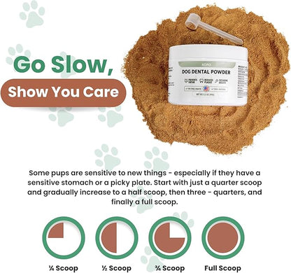 Kopo Dog Dental Powder - Dog Bad Breath Treatment for All Breed Size - Includes Probiotics for Dogs - Easy Way for Dog Teeth Cleaning - One of The Essential Pet Supplies with Beef Flavor