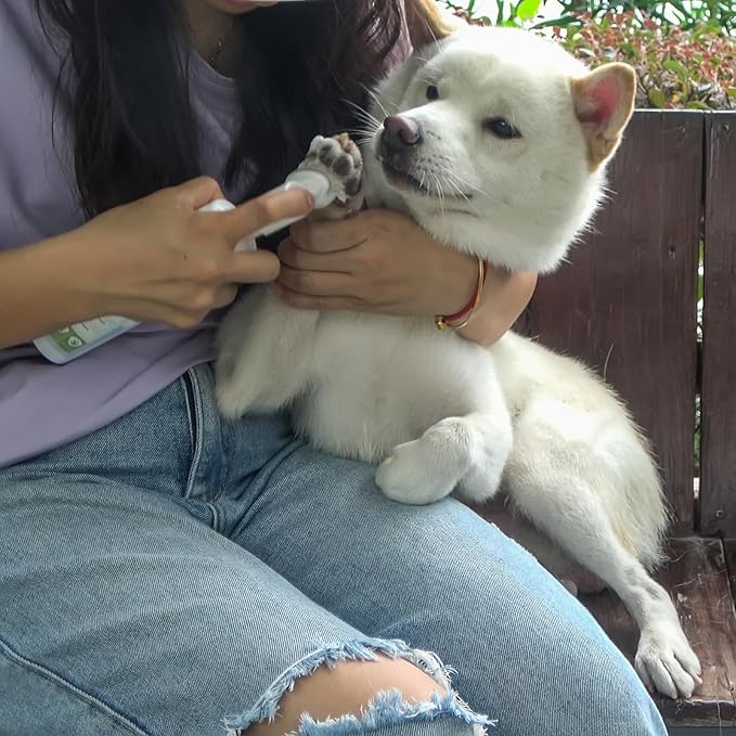 Dog Paw Cleaner & Cat Foot Wash - Gentle No-Rinse Foaming Mousse - PH Balanced Deodorizing Cleanser with Integrated Silicone Brush, 8.8 oz