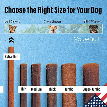 ValueBull USA Collagen Sticks for Small Dogs, 6 Inch Extra Thin Chews, Natural Dog Treats, 400 Count Bulk Pack - Promotes Joint, Skin & Coat Health with Glucosamine and Chondroitin