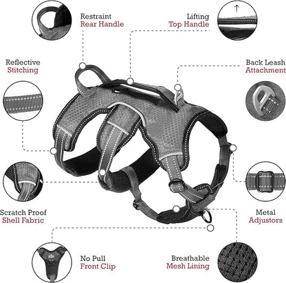 Tuff Pupper Escape Proof No Escape Dog Harness | 5 Point Adjustable Fit Harness for Dogs | Padded Dog Harnesses | Handle Dog Lift Harnesses