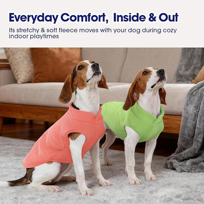 FUAMEY Dog Fleece Vest for Large Dogs,Warm Stretchy Dog Sweatshirts Pullover with Leash Hole Dogs Sweater Soft Pet Turtleneck Cozy Pet Vest Lightweight Sleeveless Green XXL