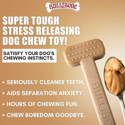 Bullibone Nylon Dog Chew Toy Nylon Bone - Improves Dental Hygiene, Easy to Grip Bottom, and Permeated with Flavor (Peanut Butter, Small - 2 Pack)