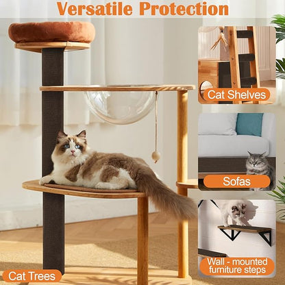 Cat Scratch Furniture Protector - 118" x 13.8" Trimmable Self-Adhesive Cats Claws Scratch Pads, DIY Cat Climbing Couch Protector for Scratch Post Cat Tree Replacement Indoor (Brown)
