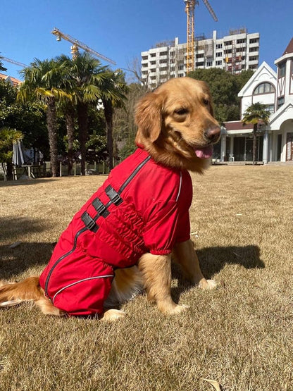 Dogs Waterproof Jacket, Lightweight Waterproof Jacket Reflective Safety Dog Raincoat Windproof Snow-Proof Dog Vest for Small Medium Large Dogs Red 5XL