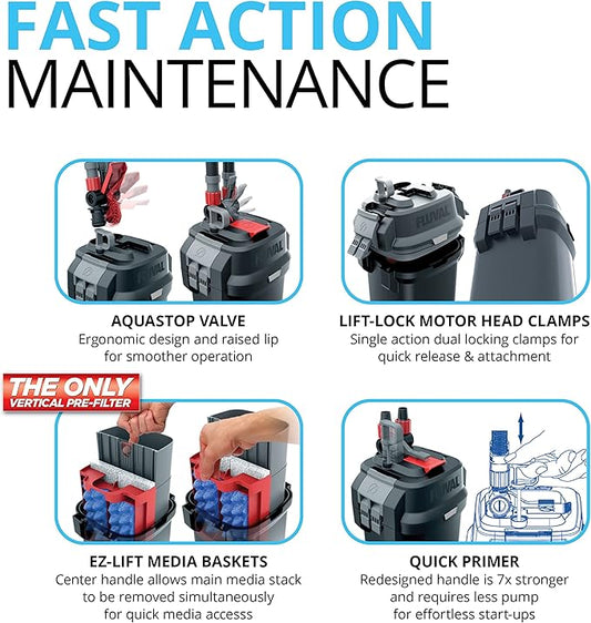 Fluval 407 Perfomance Canister Filter - For Aquariums Up To 100 Gallons - Aquarium Canister Filter