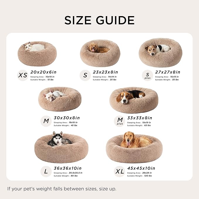 Bedsure Calming Dog Bed for Medium Dogs - Donut Washable Medium Pet Bed, Anti-Slip Round Fluffy Plush Faux Fur Cat Bed, Fits up to 45 lbs Pets, Green, 30 inches