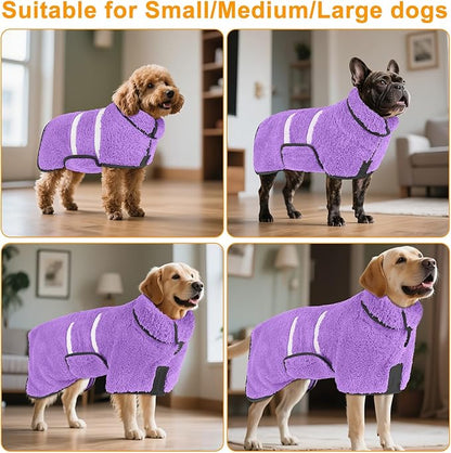 Bienbee Dog Bathrobe, Quick Drying Super Absorbent Dog Robes for After Bath, Warm Keeping Dogs Towel, Dogs Bath Supplies, Light Purple L