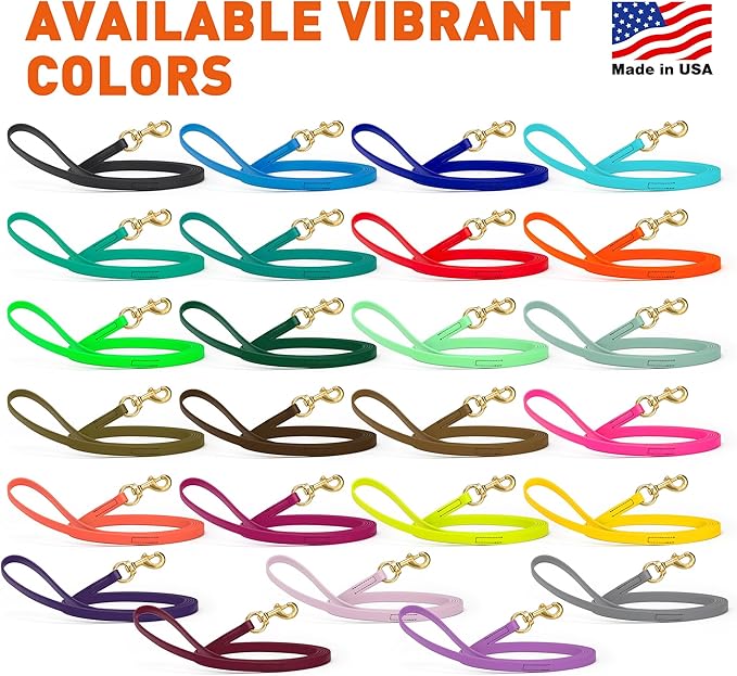 Viper Biothane K9 Working Dog Leash Waterproof Lead for Tracking Training Schutzhund Odor-Proof Long Line with Solid Brass Snap for Puppy Medium and Large Dogs, 10ft Battleship Gray