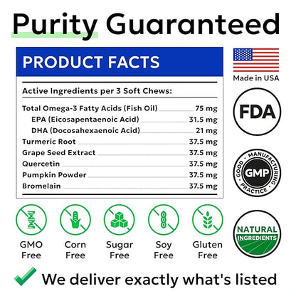 BARK&SPARK Dog Allergy Relief Chews - Anti-Itch Skin & Coat Supplement - Omega 3 Fish Oil - Itchy Skin Relief Treatment Pills - Itching&Paw Licking - Dry Skin&Hot Spots - (60 Immune Treats - Chicken)