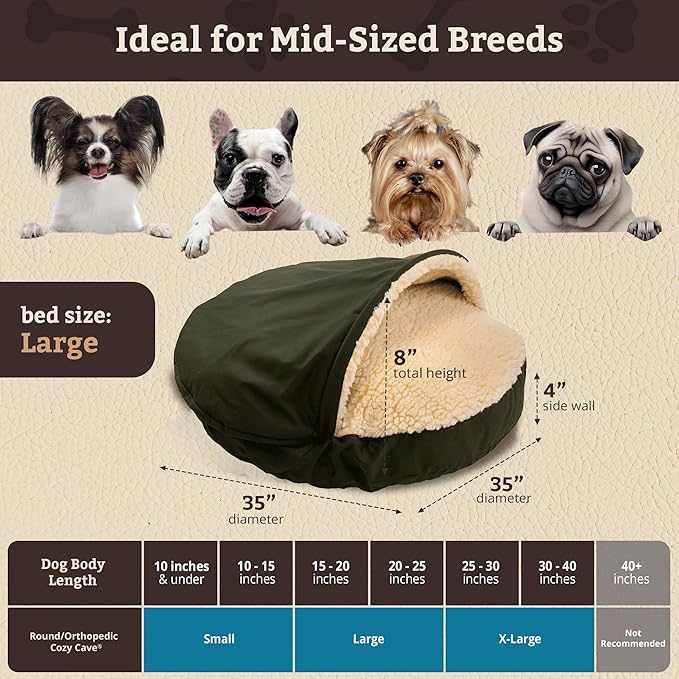 Snoozer Cozy Cave, Olive, Large