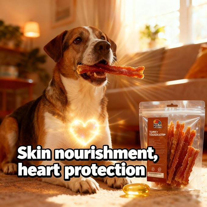 TailParty Turkey Tendons for Dogs with Fish Oil & Taurine: Soft Natural Dental Chew Stick & Puppy Training Treats Long Lasting Snack for Health-Conscious Pet Owners(Strips, 1lb)